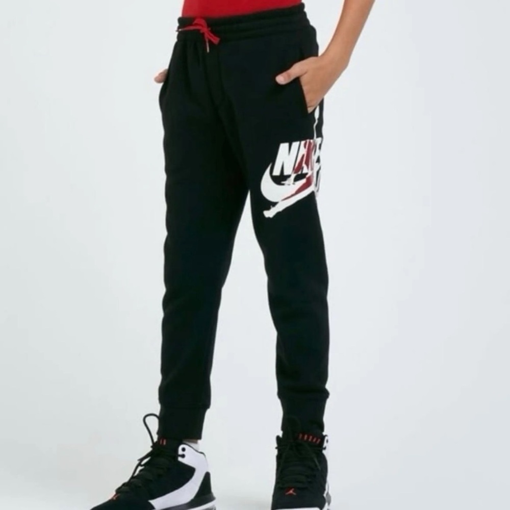 Jordan Nike Air Boys Youth Joggers Sweatpants Black Size M (10-12